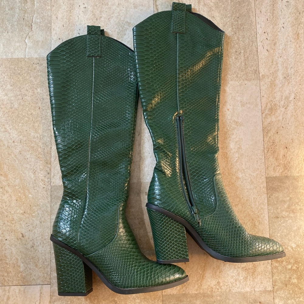 DV by Dolce Vita Snake Embossed Green Boots